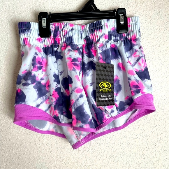Athletic Works Kids Pink and Purple Tie-Dye Activewear Shorts size S 6/6X-NWT - Picture 1 of 3